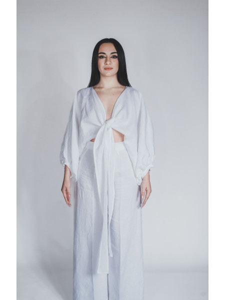 Top annodato sartoriale in puro lino Putignano