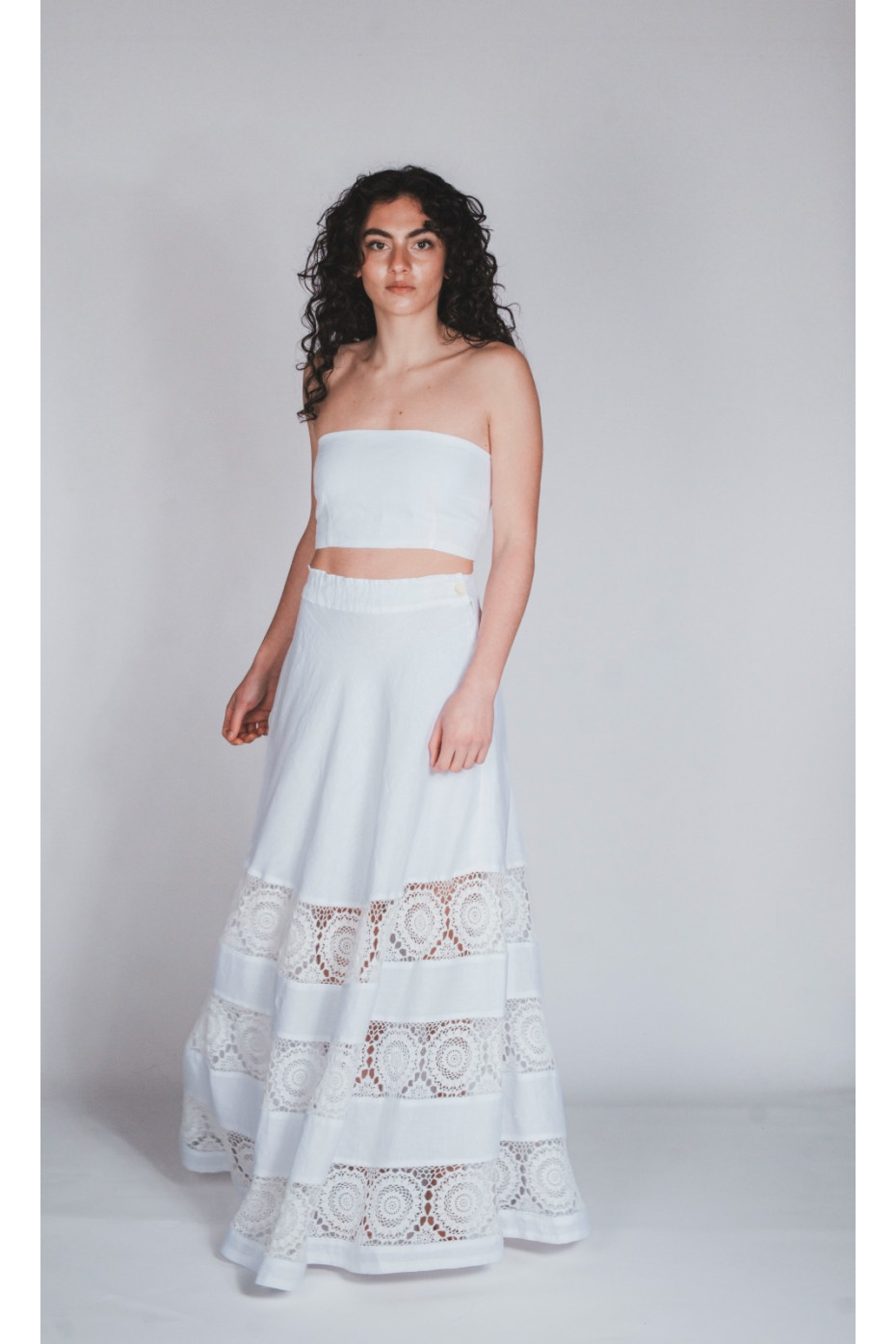 Gonna sartoriale puro lino fatta a mano ad uncinetto... 2